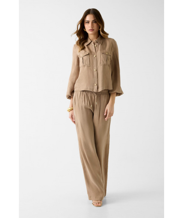 Τζόγκινγκ με φαρδιά μπατζάκια από twill